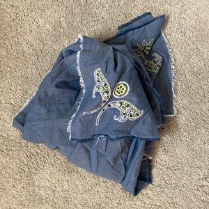 Beautiful blue embroidered scarf